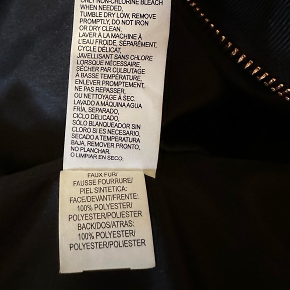 NWT - Lucky Brand XL Bomber Jacket Faux Fur Black - Picture 16 of 16